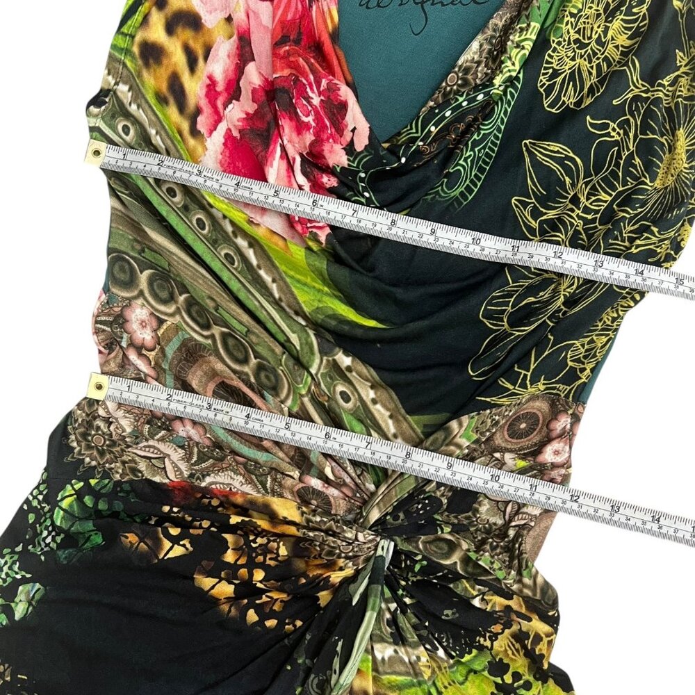 Desigual Floral Mini Dress in Black, Pink, Green - Picture 12 of 13